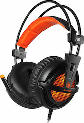Sades A6 Over Ear Gaming Headset με σύνδεση USB Πορτοκαλί