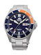 Orient Ανδρικό Ρολόι 42mm Αυτόματο με Ασημί Μεταλλικό Μπρασελέ