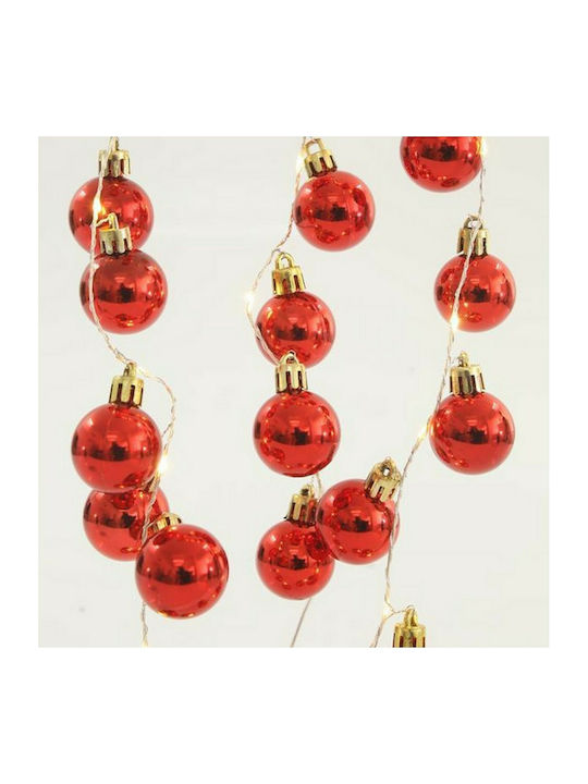 36 Becuri de Crăciun LED Alb cald Baterie în Șir de caractere cu Cablu de argint Bile LED roșii Eurolamp