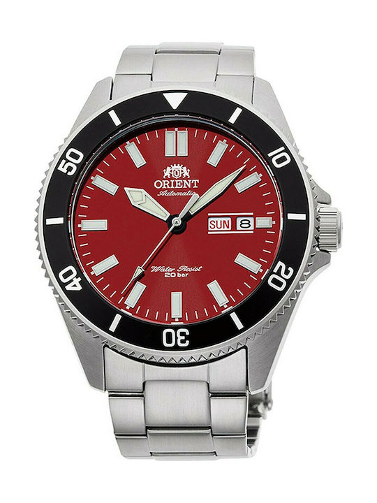 Orient Ανδρικό Ρολόι 44mm Μπαταρίας με Ασημί Μεταλλικό Μπρασελέ