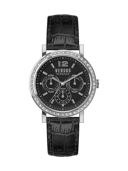 Versus by Versace Uhr Chronograph mit Schwarz Lederarmband VSPOR2119