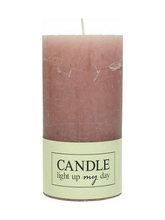 Zaros Decorative Candle Ροζ Σαγρέ 7x13cm