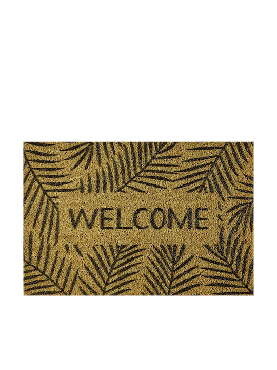 Sdim Coconut Fiber with Non-Slip Underside Doormat Finesse 966 Leaves Welcome 40x60cm 15mm Thickness