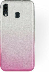 Forcell Glitter Shine Umschlag Rückseite Silikon Rosa (Galaxy A30)