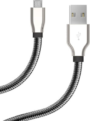 Braided USB 2.0 to micro USB Cable metal Μαύρο 1m