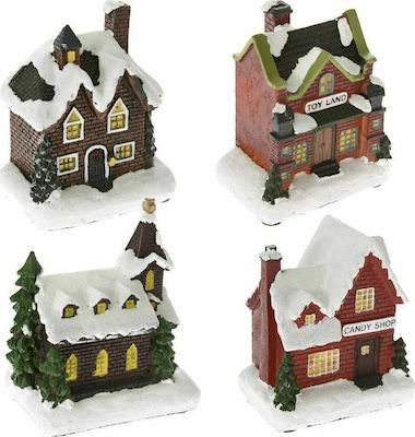 Iliadis Illuminated Christmas Decorative Plastic Battery House 10x10x6cm (Μiscellaneous Designs/Colors)