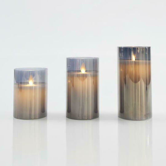 Eurolamp Christmas Glass Grey Battery Candle 15x7.5cm
