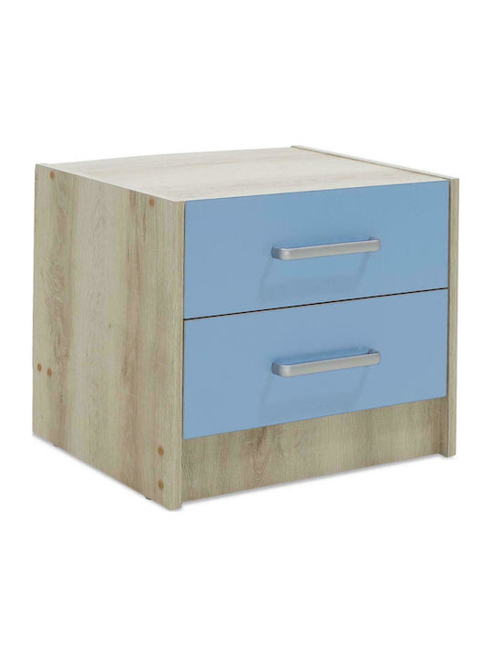 Wooden Bedside Table Looney Castillo-Μπλε 47.5x40.5x40.5cm