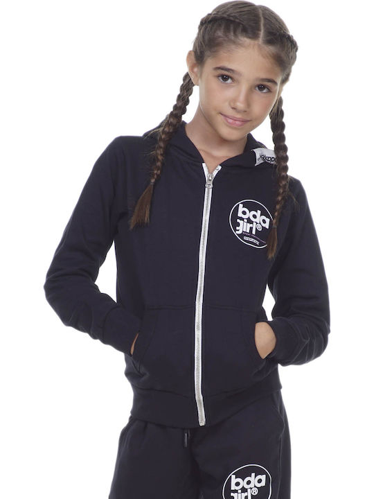 Body Action Girls Athleisure Hooded Sweatshirt with Zipper Black