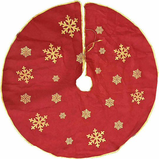 93-607 Christmas Tree Skirt Fabric ''Snowflakes'' Red D90cm.