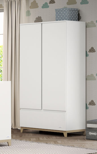 Zoom Two Door Wardrobe with 1 Drawer White 101x54x180cm