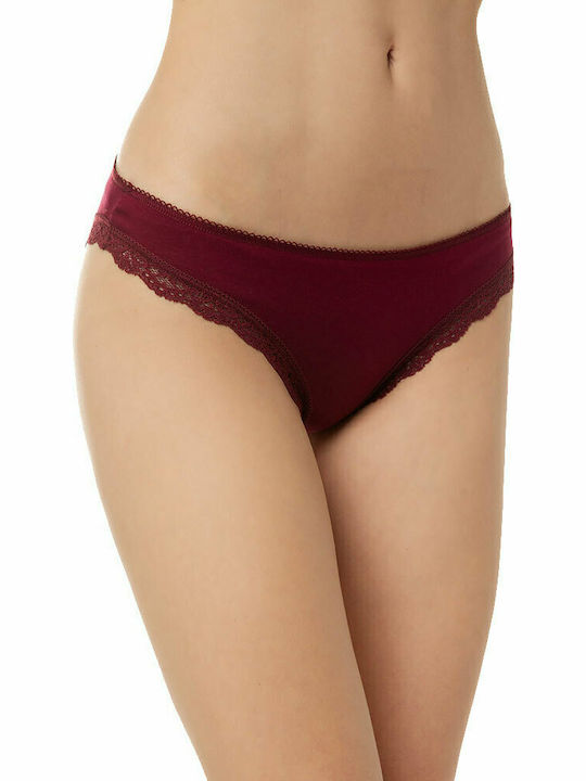 Minerva Damen Slip mit Spitze Burgundisch