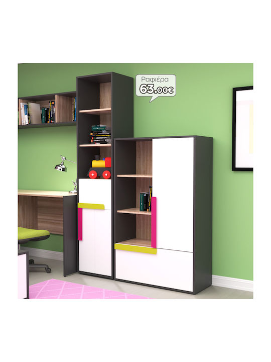 Kids Wooden Bookcase Alex White 44x36x194cm