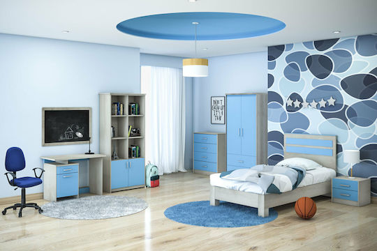 Kinderkommode Looney Castillo-Blue mit 4 Schubladen 80x40x95cm
