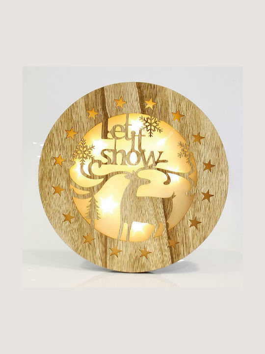 Eurolamp Illuminated Christmas Wooden Figure Reindeer Beige 30x30x30cm