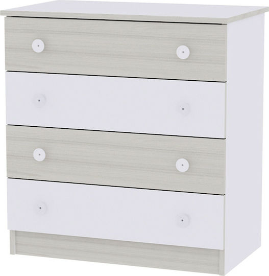 Бебешка Скринове с 4 Чекмеджета Бял-Светъл Дъб 81x50x86см