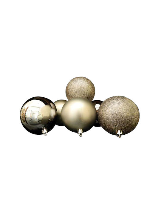 Eurolamp Ornament de Crăciun Bilă Plastic Gri cu Pulbere de Aur cu Paiete 8buc Set 6buc