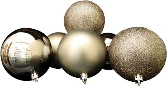 Hanging Ball Ornament Ornament Plastic Beige 8cm Set 6pcs