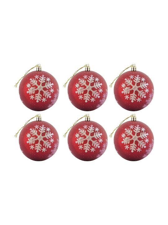 Eurolamp Weihnachtshänger Kugel Ornament Plastik Rot 8cm Set 6Stück