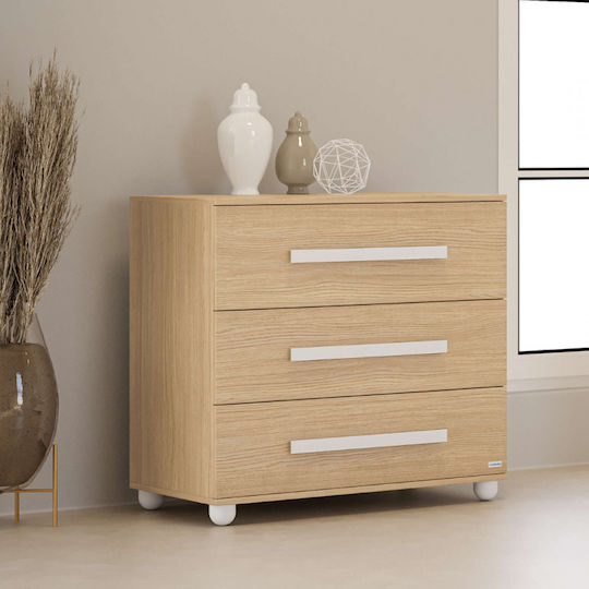 Primo Baby Dresser with 3 Drawers Beige 94x51x88cm