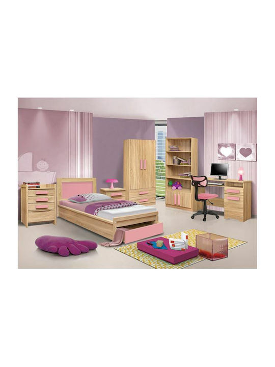 Kids Chest of Drawers Playroom Sonoma / Pink with 4 Drawers 63x40x80cm