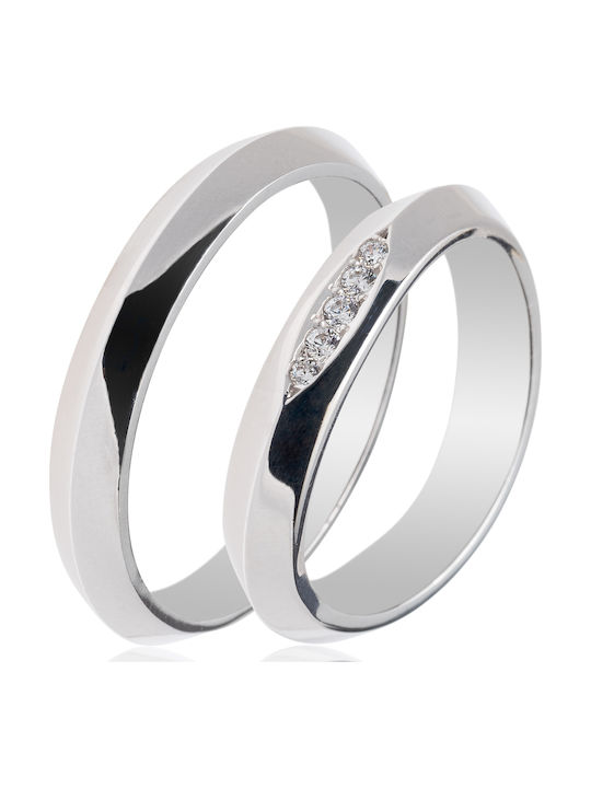 Maschio Femmina Famous Couple TMF-49 Wedding Rings of White Gold 14K