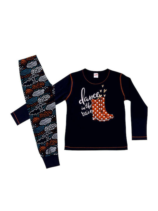 Minerva Kids' Pajamas Winter Navy Blue Dance in the Rain