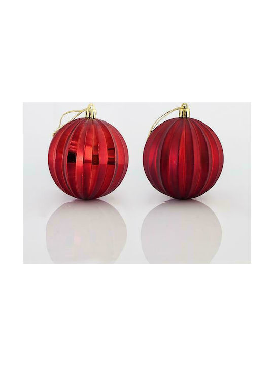 Hängendes Kugel Ornament Ornament Kunststoff Rot 8cm Set 4Stück