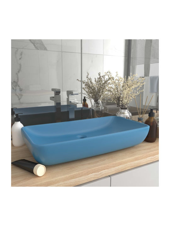 vidaXL Vessel Sink Ceramic 71x38x13.5cm Blue