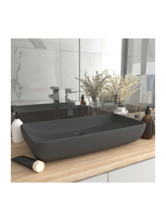 vidaXL Vessel Sink Ceramic 71x38x13.5cm Gray