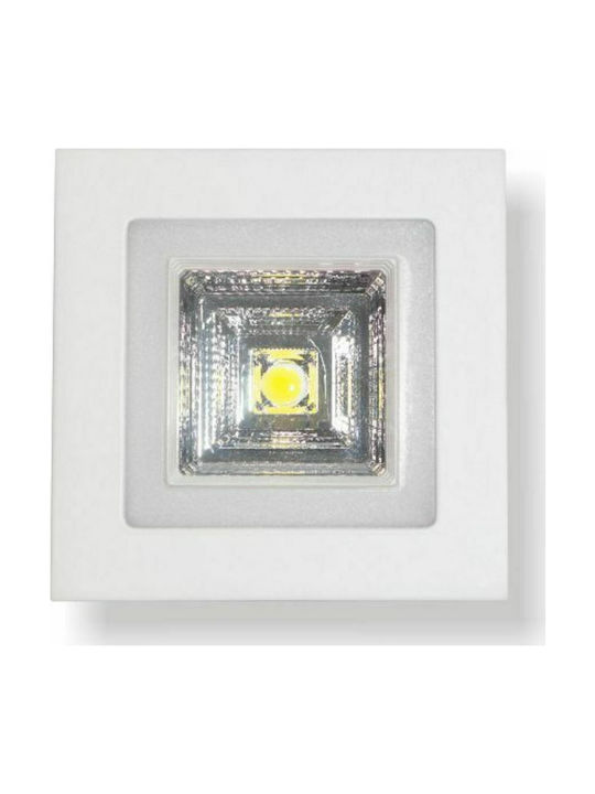 Spot Light Τετράγωνο Μεταλλικό Χωνευτό Σποτ με Ενσωματωμένο LED και Φυσικό Λευκό Φως 6W 3000-4000K 550Lm Λευκό 8x8εκ. 1τμχ