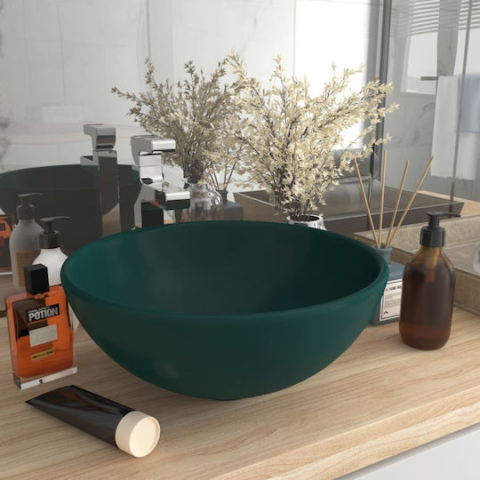 vidaXL Надеждна мивка Керамика 32.5x32.5x14см Зелен vidaXL Надеждна мивка Керамика 32.5x32.5x14см Зелен