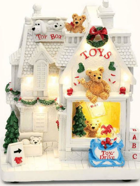 Aca Christmas Illuminated Decorative House White with Battery 21.5x14x11cm. Τοy Box