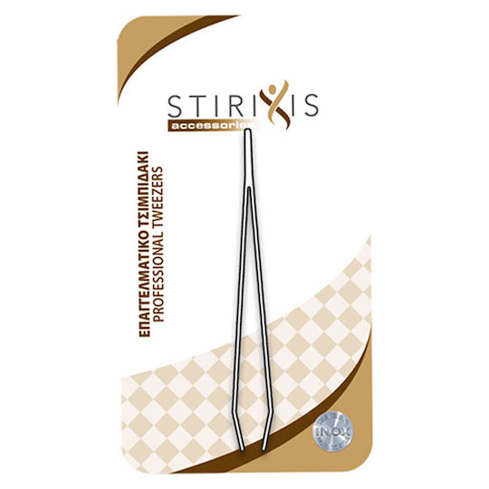 Stirixis Eyebrow Tweezer with Slanted Nose Silver