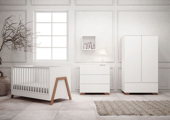 Casababy Oslo Комплект Бебешки Мебели с Легло и Чекмеджета Бяло / Бежово