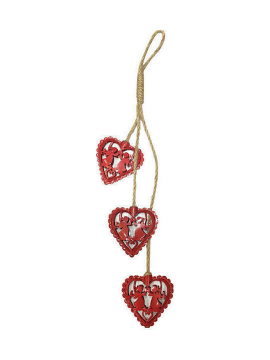 AGC Christmas Metallic Heart Ornament Red 6x37cm