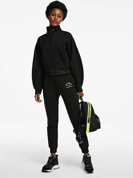 Karl Lagerfeld Women's Cropped Sweatshirt Black 205W1808-999