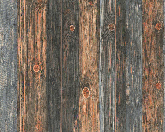 Ταπετσαρία Τοίχου Wood Stone Καφέ 1000x53cm