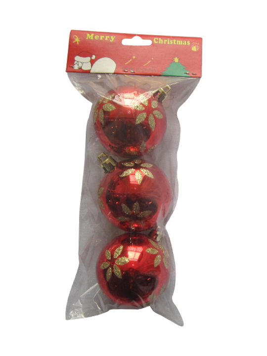 Christmas Plastic Ball Ornament Red 3pcs