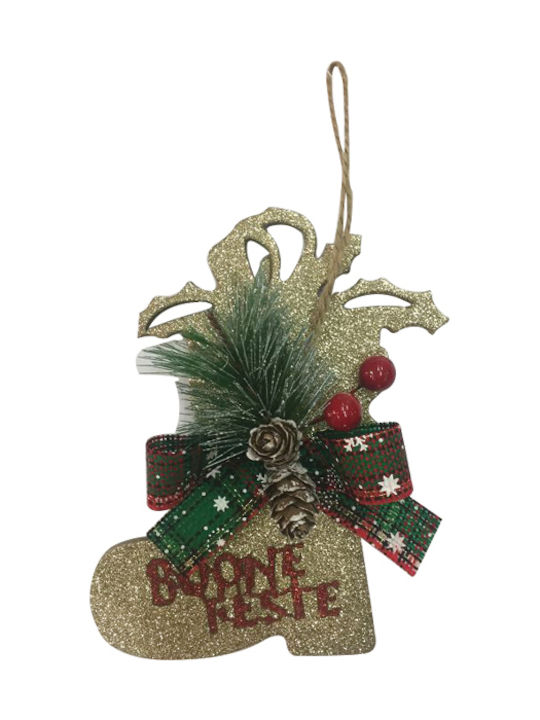 Christmas Boot Ornament Gold 9x15cm