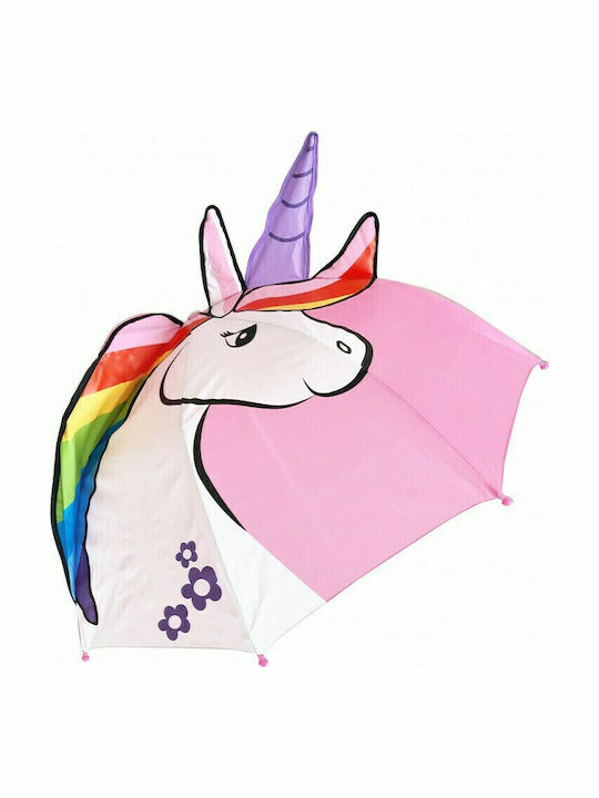 Chanos Ομπρέλα Unicorn 3D Μπαστούνι Ροζ 45εκ.