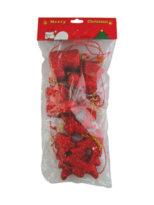 Christmas Boot Ornament Red 6pcs