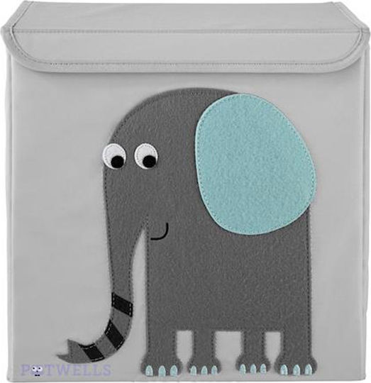 Potwells Детска кутия за съхранение, сгъваема от плат Elephant Сив 33x32см 1бр