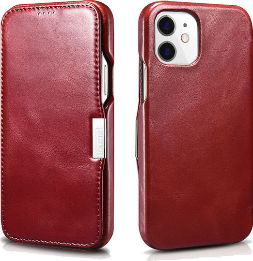 iCarer Vintage Series Book Leather / Synthetic Leather Red (iPhone 12 / 12 Pro)