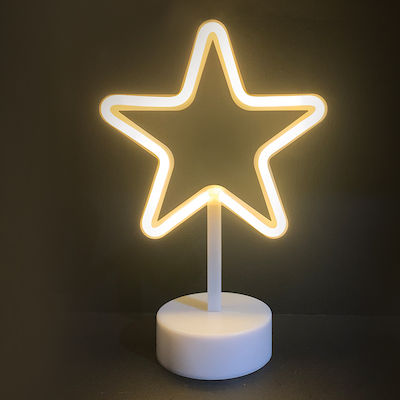 Aca Plastic Illuminated Christmas Decorative Desktop Star 19x10x28.5εκ. White