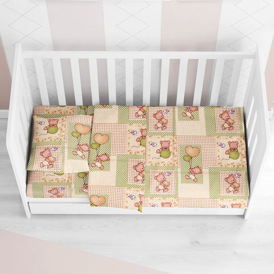 Dimcol Baloon Baby Sheet Crib Flannel Fitted Beige 70x140cm