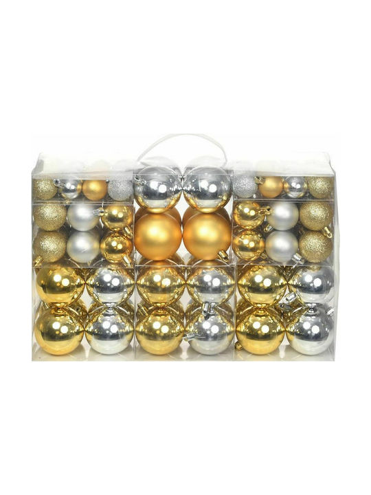 vidaXL Ornament de Crăciun Bilă Plastic Multicolor cu Pulbere de Aur cu Paiete Set 100buc