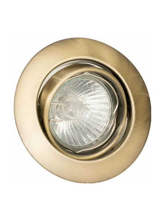 Inlight 43277 Round Metallic Recessed Spot with Socket GU10 Moving Spotlight in Bronze color 8.5x8.5cm