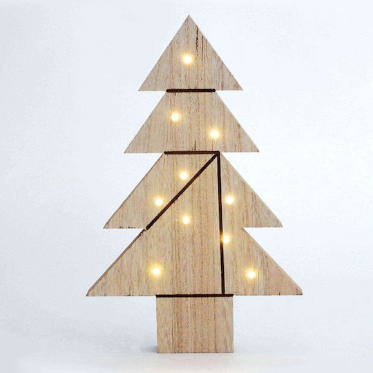 Christmas Decorative Illuminated Wood Tree 35cm IP20 Battery Beige 3pcs