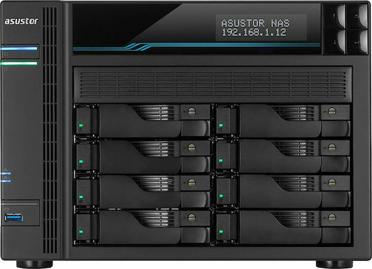 Asustor Lockerstor 8 (AS6508T) NAS Tower with 8 slots for HDD/M.2/SSD and 2 Ethernet ports